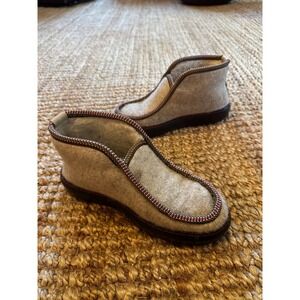 Penelope Chilvers Grey Felted Wool Shearling Lined Boots EU 38 Ribbon Trim Spain